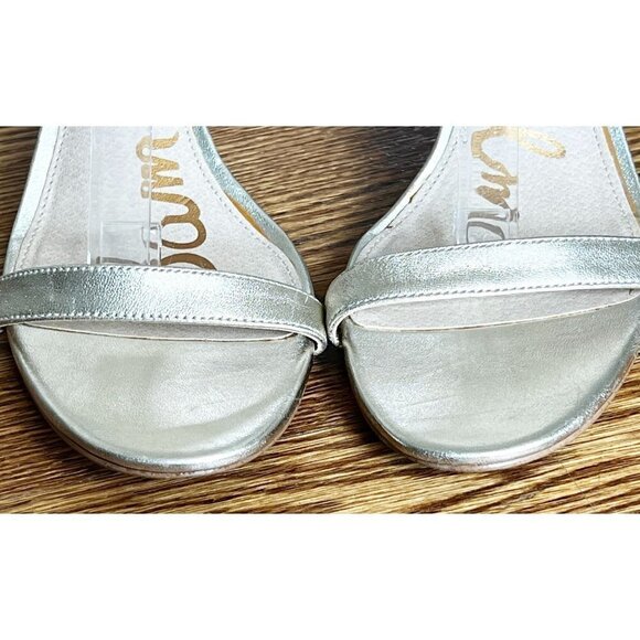 Sam Edelman Patti Ankle Strap Silver Leather Heels Formal or Everyday Wear sz(9. - Picture 6 of 11